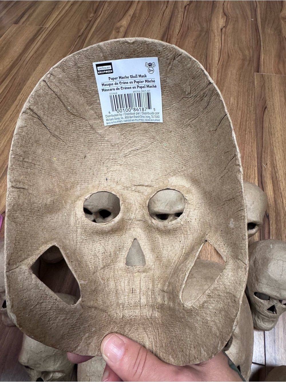 Tan Paper Mache Skull Set ready to decorate - Picture 3 of 3